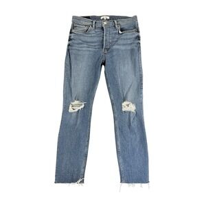 RE/DONE 90's High Rise Ankle Crop Jeans Womens 29 (31x26.5) Light Dusk Destroy‎